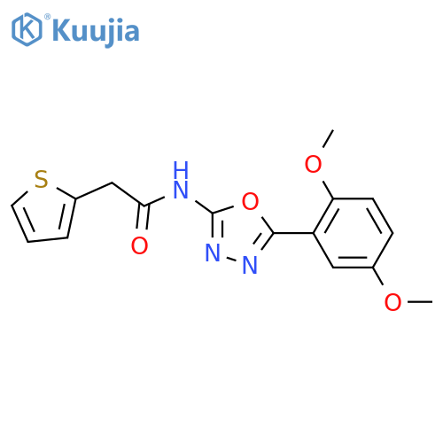 N-5-(2,5-dimethoxyphenyl)-1,3,4-oxadiazol-2-yl-2-(thiophen-2-yl)acetamide structure
