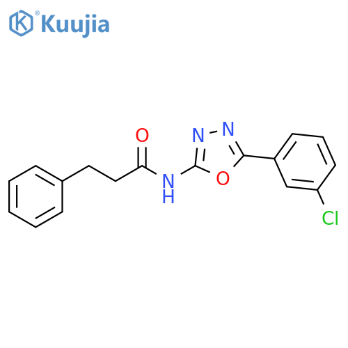 N-5-(3-chlorophenyl)-1,3,4-oxadiazol-2-yl-3-phenylpropanamide structure