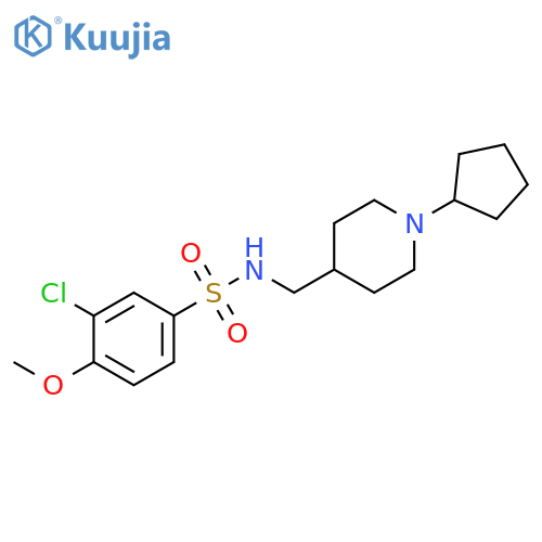 3-chloro-N-(1-cyclopentylpiperidin-4-yl)methyl-4-methoxybenzene-1-sulfonamide structure