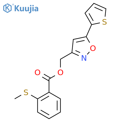 5-(thiophen-2-yl)-1,2-oxazol-3-ylmethyl 2-(methylsulfanyl)benzoate structure