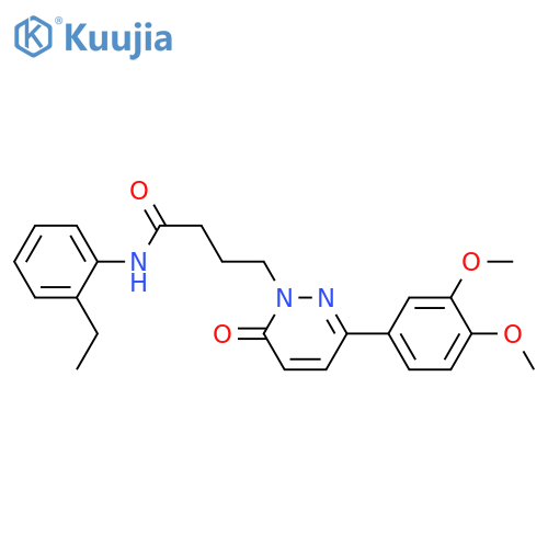 4-3-(3,4-dimethoxyphenyl)-6-oxo-1,6-dihydropyridazin-1-yl-N-(2-ethylphenyl)butanamide structure