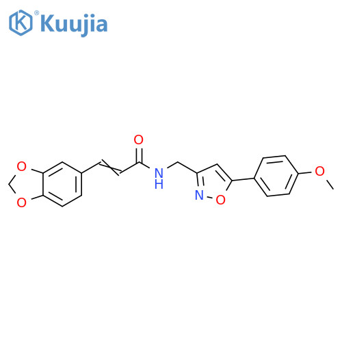 (2Z)-3-(2H-1,3-benzodioxol-5-yl)-N-{5-(4-methoxyphenyl)-1,2-oxazol-3-ylmethyl}prop-2-enamide structure