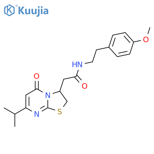 N-2-(4-methoxyphenyl)ethyl-2-5-oxo-7-(propan-2-yl)-2H,3H,5H-1,3thiazolo3,2-apyrimidin-3-ylacetamide structure