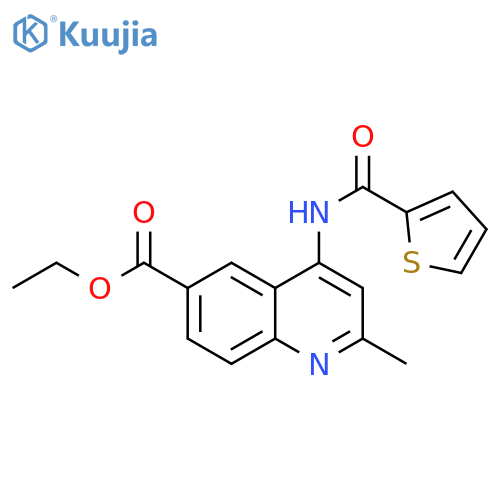 ethyl 2-methyl-4-(thiophene-2-amido)quinoline-6-carboxylate structure