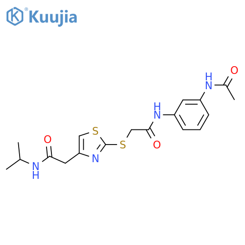 2-2-({(3-acetamidophenyl)carbamoylmethyl}sulfanyl)-1,3-thiazol-4-yl-N-(propan-2-yl)acetamide structure