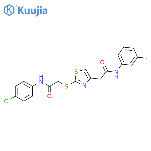 N-(4-chlorophenyl)-2-(4-{(3-methylphenyl)carbamoylmethyl}-1,3-thiazol-2-yl)sulfanylacetamide structure