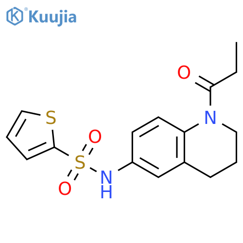 N-(1-propanoyl-1,2,3,4-tetrahydroquinolin-6-yl)thiophene-2-sulfonamide structure