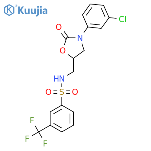 N-{3-(3-chlorophenyl)-2-oxo-1,3-oxazolidin-5-ylmethyl}-3-(trifluoromethyl)benzene-1-sulfonamide structure