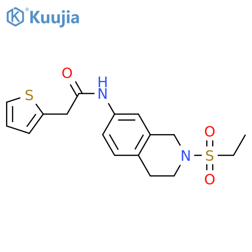 N-2-(ethanesulfonyl)-1,2,3,4-tetrahydroisoquinolin-7-yl-2-(thiophen-2-yl)acetamide structure