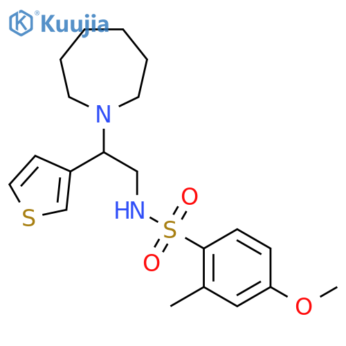 N-2-(azepan-1-yl)-2-(thiophen-3-yl)ethyl-4-methoxy-2-methylbenzene-1-sulfonamide structure