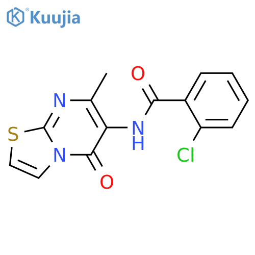 2-chloro-N-{7-methyl-5-oxo-5H-1,3thiazolo3,2-apyrimidin-6-yl}benzamide structure