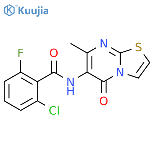 2-chloro-6-fluoro-N-{7-methyl-5-oxo-5H-1,3thiazolo3,2-apyrimidin-6-yl}benzamide structure