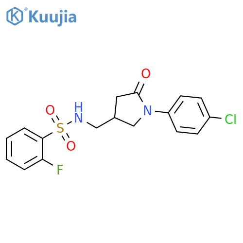 N-{1-(4-chlorophenyl)-5-oxopyrrolidin-3-ylmethyl}-2-fluorobenzene-1-sulfonamide structure