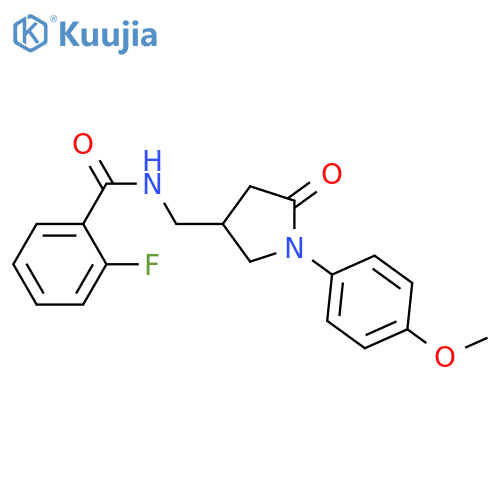 2-fluoro-N-{1-(4-methoxyphenyl)-5-oxopyrrolidin-3-ylmethyl}benzamide structure