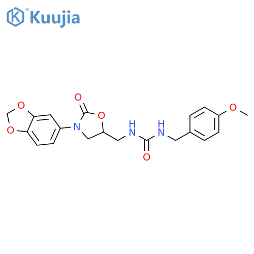 3-{3-(2H-1,3-benzodioxol-5-yl)-2-oxo-1,3-oxazolidin-5-ylmethyl}-1-(4-methoxyphenyl)methylurea structure