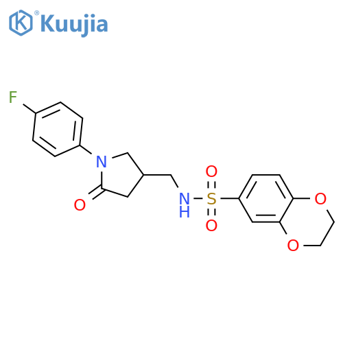 N-{1-(4-fluorophenyl)-5-oxopyrrolidin-3-ylmethyl}-2,3-dihydro-1,4-benzodioxine-6-sulfonamide structure