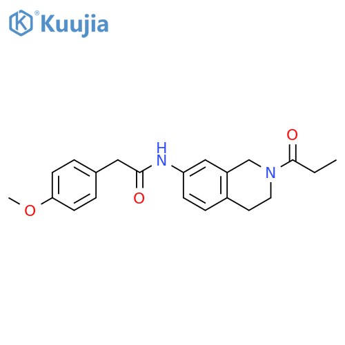 2-(4-methoxyphenyl)-N-(2-propanoyl-1,2,3,4-tetrahydroisoquinolin-7-yl)acetamide structure