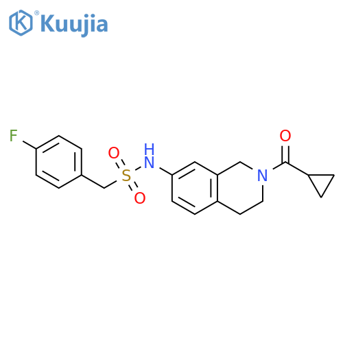 N-(2-cyclopropanecarbonyl-1,2,3,4-tetrahydroisoquinolin-7-yl)-1-(4-fluorophenyl)methanesulfonamide structure