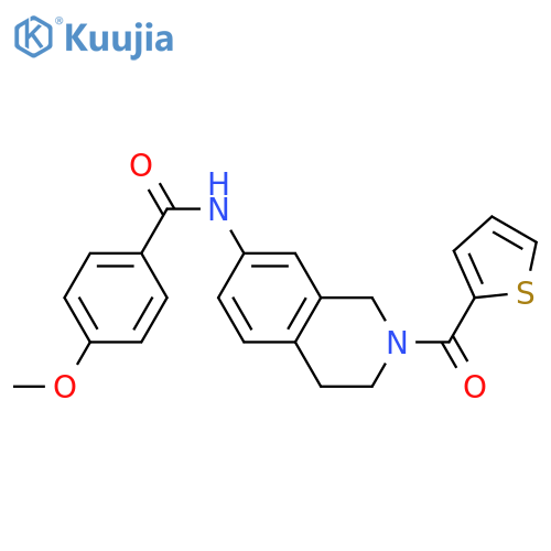4-methoxy-N-2-(thiophene-2-carbonyl)-1,2,3,4-tetrahydroisoquinolin-7-ylbenzamide structure