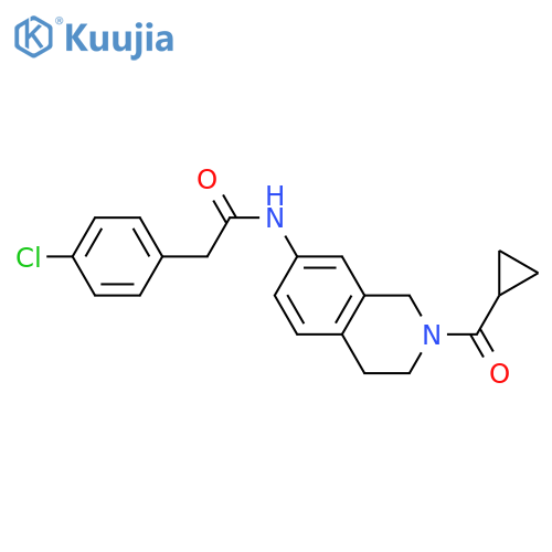 2-(4-chlorophenyl)-N-(2-cyclopropanecarbonyl-1,2,3,4-tetrahydroisoquinolin-7-yl)acetamide structure
