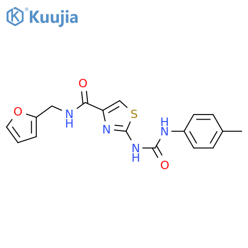 N-(furan-2-yl)methyl-2-{(4-methylphenyl)carbamoylamino}-1,3-thiazole-4-carboxamide structure