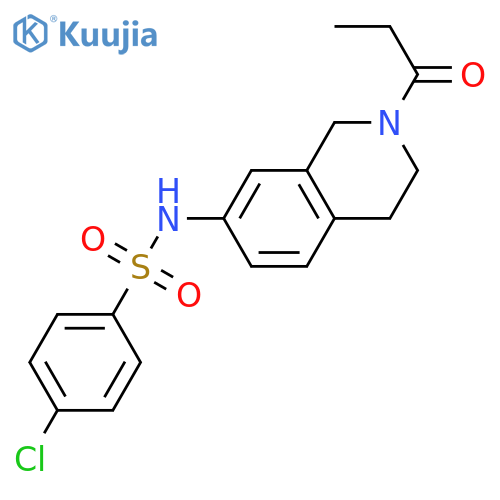 4-chloro-N-(2-propanoyl-1,2,3,4-tetrahydroisoquinolin-7-yl)benzene-1-sulfonamide structure