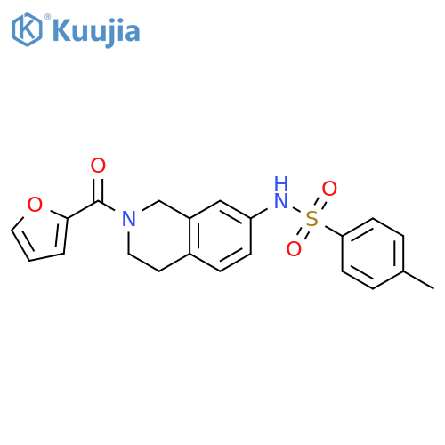 N-2-(furan-2-carbonyl)-1,2,3,4-tetrahydroisoquinolin-7-yl-4-methylbenzene-1-sulfonamide structure