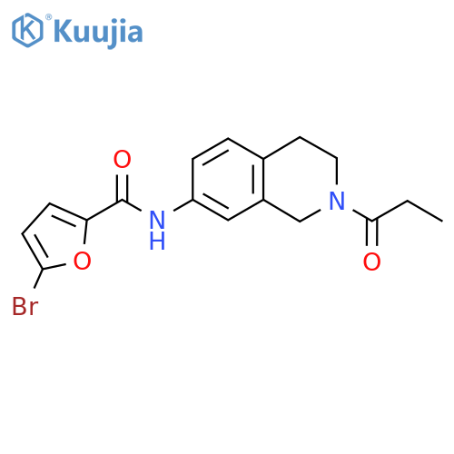 5-bromo-N-(2-propanoyl-1,2,3,4-tetrahydroisoquinolin-7-yl)furan-2-carboxamide structure