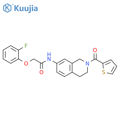 2-(2-fluorophenoxy)-N-2-(thiophene-2-carbonyl)-1,2,3,4-tetrahydroisoquinolin-7-ylacetamide structure