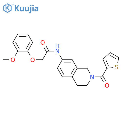 2-(2-methoxyphenoxy)-N-2-(thiophene-2-carbonyl)-1,2,3,4-tetrahydroisoquinolin-7-ylacetamide structure