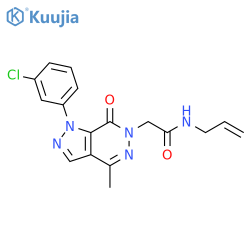 2-1-(3-chlorophenyl)-4-methyl-7-oxo-1H,6H,7H-pyrazolo3,4-dpyridazin-6-yl-N-(prop-2-en-1-yl)acetamide structure