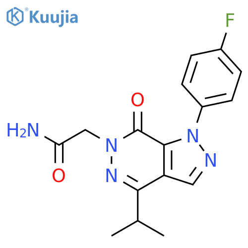 2-1-(4-fluorophenyl)-7-oxo-4-(propan-2-yl)-1H,6H,7H-pyrazolo3,4-dpyridazin-6-ylacetamide structure