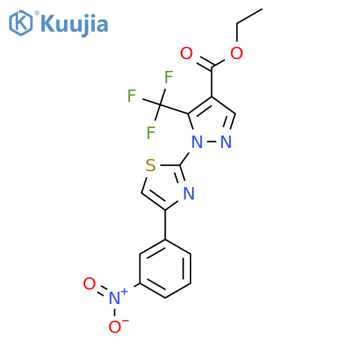 Ethyl 1-[4-(3-nitrophenyl)-1,3-thiazol-2-yl]-5-(trifluoromethyl)-1H-pyrazole-4-carboxylate structure