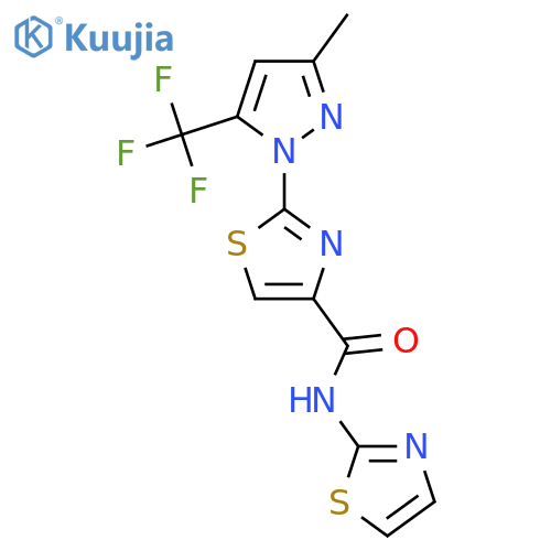2-[3-Methyl-5-(trifluoromethyl)-1H-pyrazol-1-yl]-N-(1,3-thiazol-2-yl)-1,3-thiazole-4-carboxamide structure