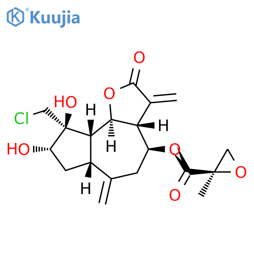 (R)-2-Methyl-2-oxiranecarboxylic acid (3aR,3aβ,9S,6aβ,9aβ,9bα)-9-(chloromethyl)dodecahydro-8α,9β-dihydroxy-3,6-bismethylene-2-oxoazuleno[4,5-b]furan-4β-yl ester structure