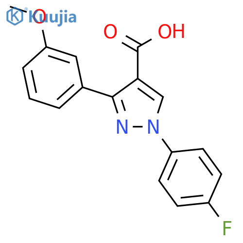 1-(4-fluorophenyl)-3-(3-methoxyphenyl)-1H-pyrazole-4-carboxylic acid structure