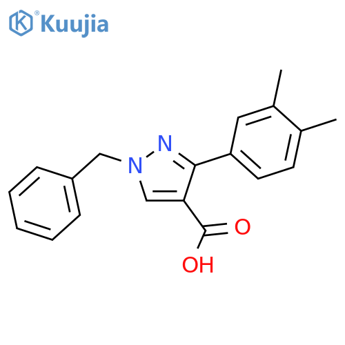 1-benzyl-3-(3,4-dimethylphenyl)-1H-pyrazole-4-carboxylic acid structure