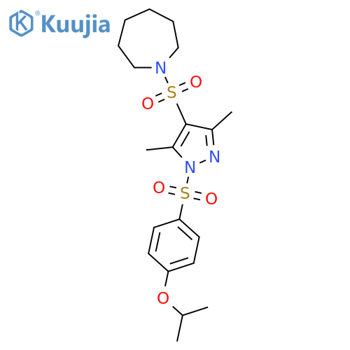 1-({3,5-dimethyl-1-4-(propan-2-yloxy)benzenesulfonyl-1H-pyrazol-4-yl}sulfonyl)azepane structure