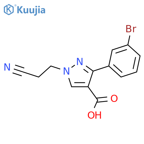 3-(3-bromophenyl)-1-(2-cyanoethyl)-1H-pyrazole-4-carboxylic acid structure