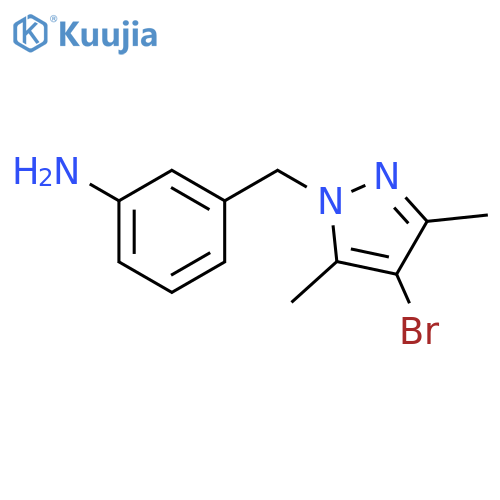 3-(4-bromo-3,5-dimethyl-1H-pyrazol-1-yl)methylaniline structure