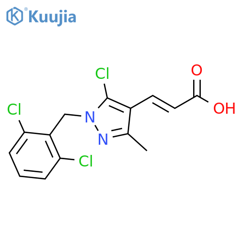 (2E)-3-{5-chloro-1-(2,6-dichlorophenyl)methyl-3-methyl-1H-pyrazol-4-yl}prop-2-enoic acid structure