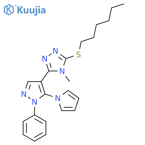 hexyl 4-methyl-5-[1-phenyl-5-(1H-pyrrol-1-yl)-1H-pyrazol-4-yl]-4H-1,2,4-triazol-3-yl sulfide structure