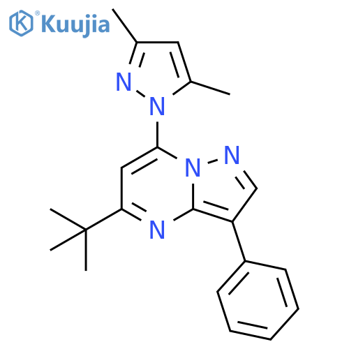 1-{5-tert-butyl-3-phenylpyrazolo1,5-apyrimidin-7-yl}-3,5-dimethyl-1H-pyrazole structure