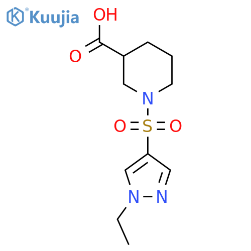1-(1-Ethyl-1H-pyrazole-4-sulfonyl)-piperidine-3-carboxylic acid structure