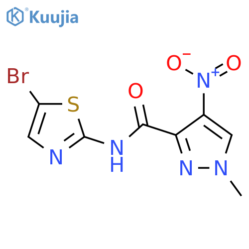 1-Methyl-4-nitro-1H-pyrazole-3-carboxylic acid (5-bromo-thiazol-2-yl)-amide structure