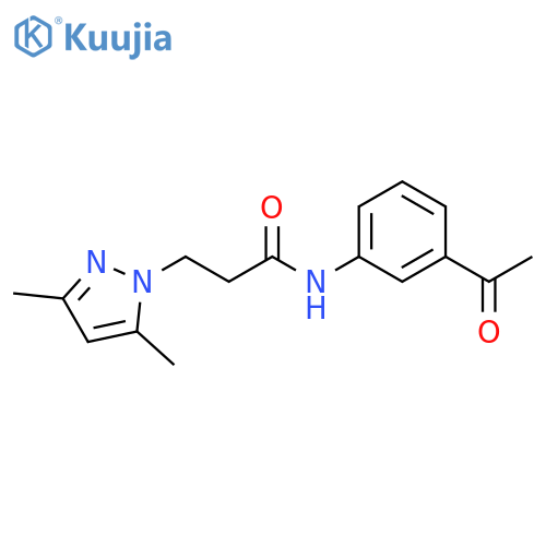 N-(3-acetylphenyl)-3-(3,5-dimethyl-1H-pyrazol-1-yl)propanamide structure