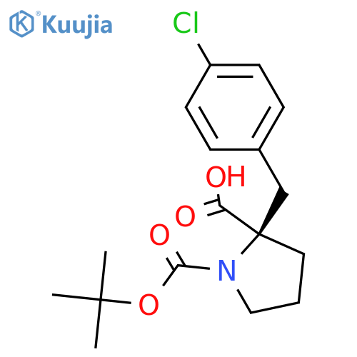 Boc-(R)-a-(4-chlorobenzyl)proline structure