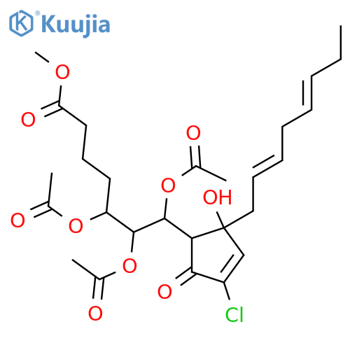 methyl (5S,6R,7R,14Z,17Z)-5,6,7-tris(acetyloxy)-10-chloro-12-hydroxy-9-oxoprosta-10,14,17-trien-1-oate structure