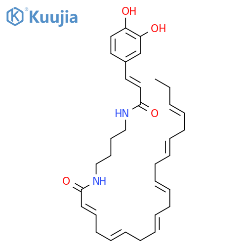 (2E,5Z,8Z,11Z,14Z,17Z)-N-(4-{[(2E)-3-(3,4-dihydroxyphenyl)prop-2-enoyl]amino}butyl)icosa-2,5,8,11,14,17-hexaenamide structure