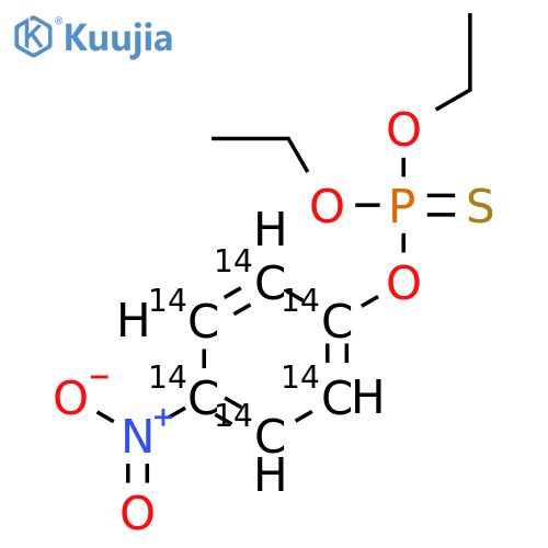 Phosphorothioic acid,O,O-diethyl O-(4-nitrophenyl) ester, labeled with carbon-14 (9CI) structure
